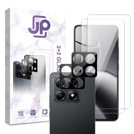 JP Combo pack, Sada 2 tvrzených skel a 2 sklíček na fotoaparát, Xiaomi 14T