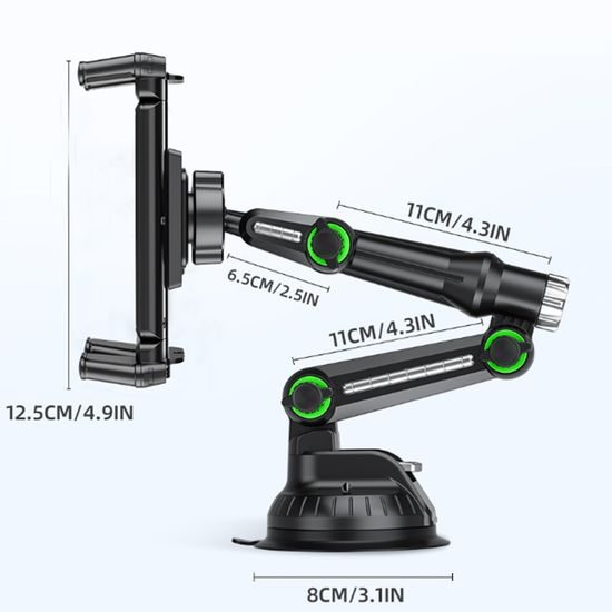 Techsuit Βάση Αυτοκινήτου Πολλαπλών Χρήσεων για Tablet / Τηλέφωνο, Μαύρη