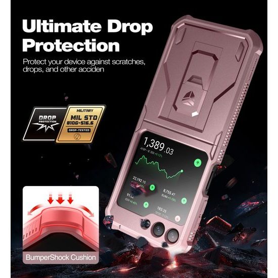 Dexnor 360 Kickstand obal Samsung Galaxy Flip 5, ružový