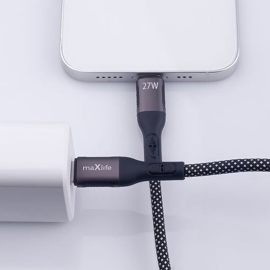 Maxlife magnetický kabel MXUC-11 USB-C - Lightning 1,0 m 27W, černý