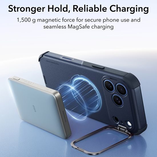 iPhone 17 Pro / 18 Pro vāciņš – ESR Cyber Armor Kickstand ar statīvu – zils
