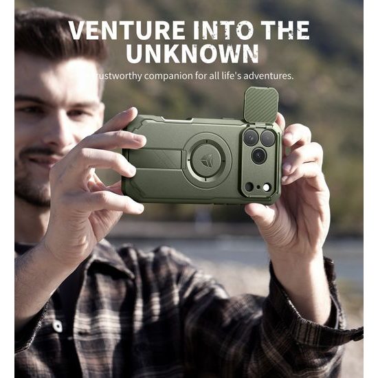 Dexnor MagSafe 360 Kickstand Camprotector etui iPhone 17 Pro Max, zielone