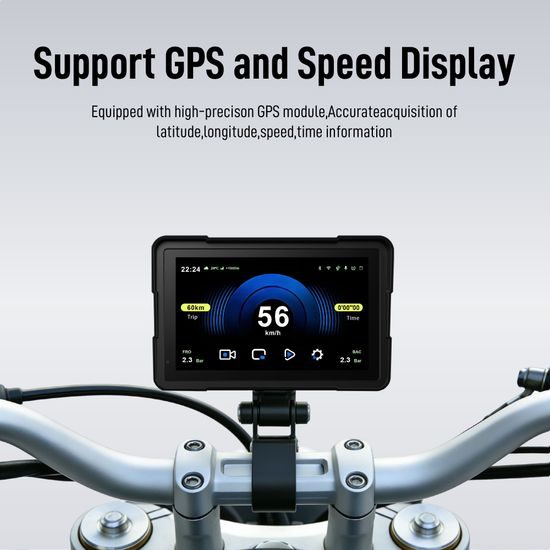 7" Motociklistički zaslon s bežičnim CarPlay i Android Auto, dualnom Full HD kamerom i brzootpusnim nosačem
