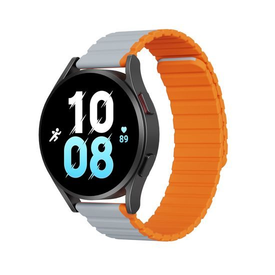 Dux Ducis univerzális mágneses szíj, Samsung Galaxy Watch 3 45mm / S3 / Huawei Watch Ultimate / GT3 SE 46mm (22mm LD verzió), szürke narancssárga