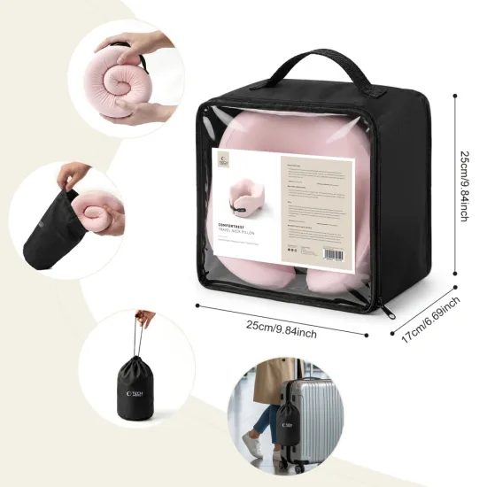 Tech-Protect ComfortRest Cestovní polštář za krk, růžový