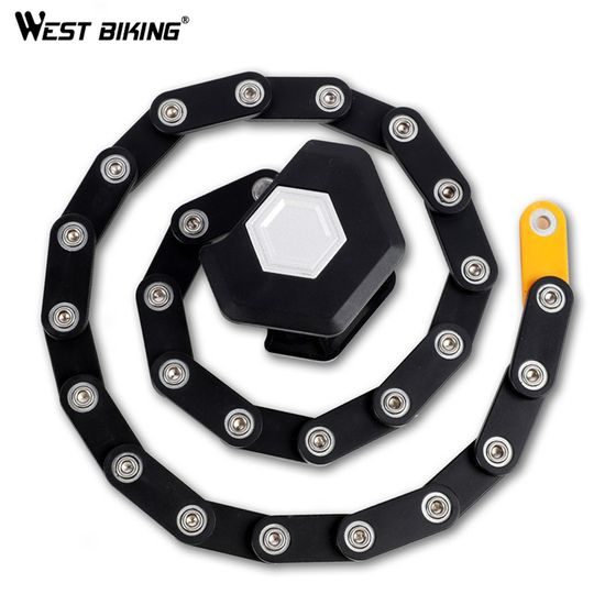 West Biking Faltschloss für Fahrrad und Motorrad - Kettenschloss aus gehärtetem Stahl