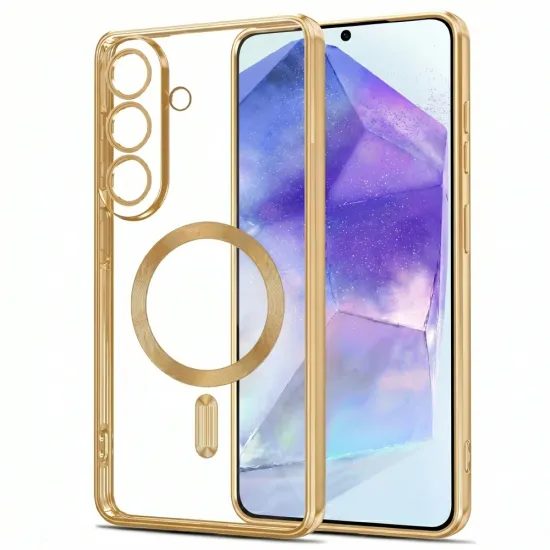 Tech-Protect MagFlex MagSafe Hülle für Samsung Galaxy A27 5G - Magnetische Schutzhülle mit transparenter Rückseite - Glänzend Gold