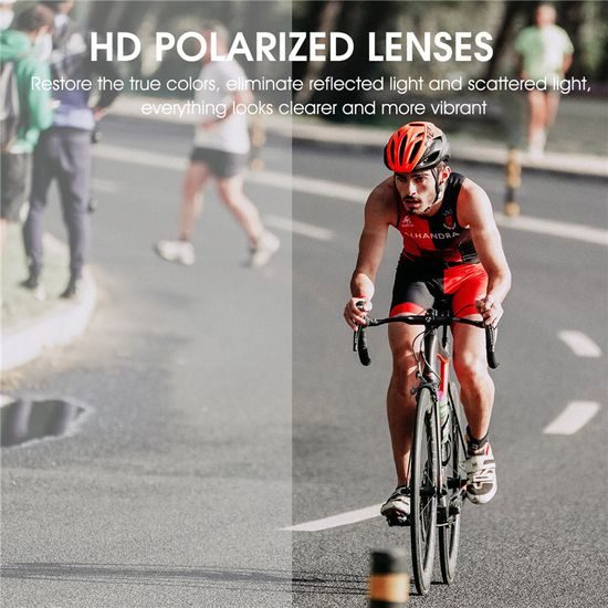 West Biking Polarisierte Sportbrille für Radfahren - UV-Schutz Fahrradbrille mit photochromatischen Gläsern - Schwarz