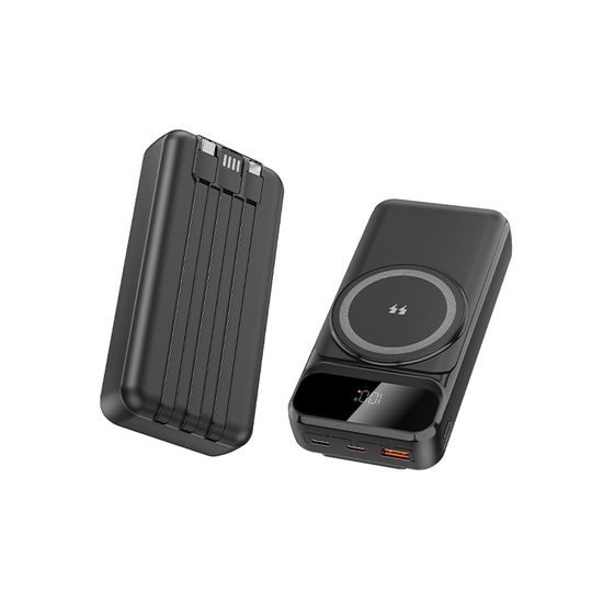 MagSafe 15W bezdrátová PowerBanka, 10 000 mAh se 3 integrovanými kabely, velikost M, černá