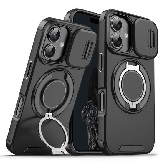 Camslide Stand tok, iPhone 16 Plus, fekete