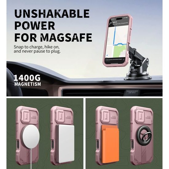 Θήκη Dexnor MagSafe Kickstand Camprotector iPhone 17, ροζ