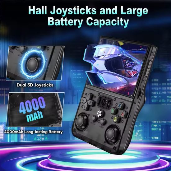 R36 Pro Φορητή κονσόλα παιχνιδιών με 3,5" IPS οθόνη, μαύρη