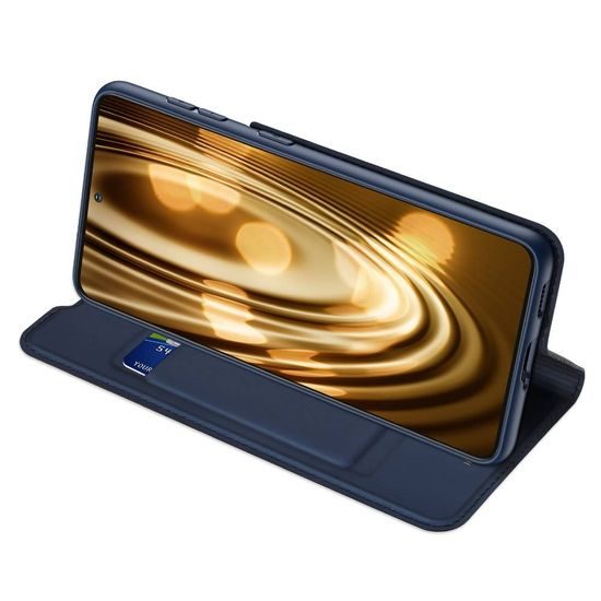Dux Ducis Skin Leather case, husă tip carte, Samsung Galaxy S21 Plus 5G, albastră