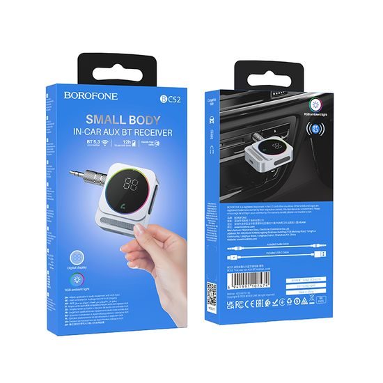 Borofone BC52 True Way zvukový přijímač, Bluetooth, AUX, stříbrný
