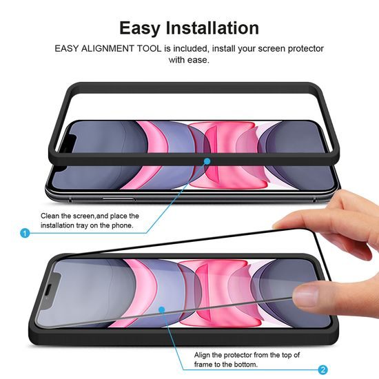 JP Πλήρες Πακέτο Προστατευτικών Γυαλιών, 2x 3D γυαλί με εφαρμογέα + 2x γυαλί για φακό, iPhone 11