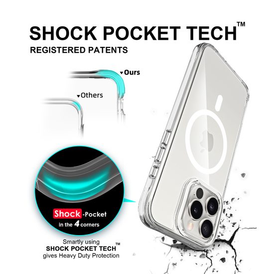 JP MagFit MagSafe Θήκη με Πιστοποίηση 3M SGS, iPhone 16 Pro, Διάφανη