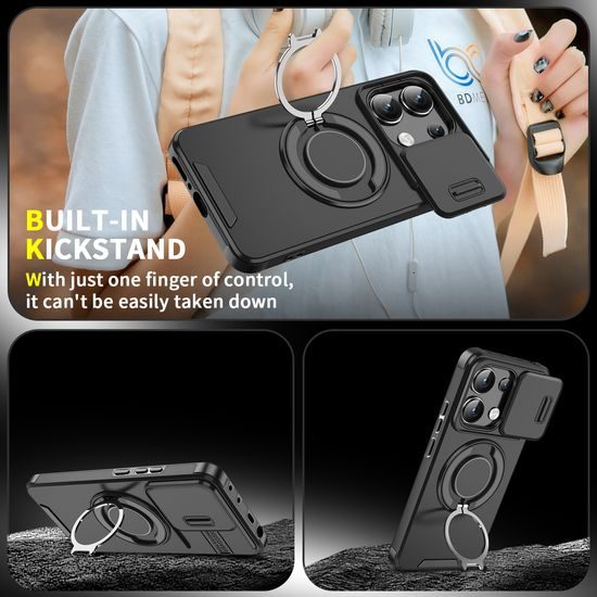 Camslide Stand obal, Xiaomi Redmi Note 13 4G, černý