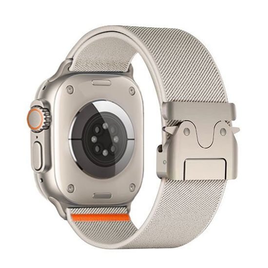 JP Luxusní nylonový řemínek s přezkou Parachute, Apple Watch 1 / 2 / 3 / 4 / 5 / 6 / 7 / 8 / 9 / 10 / SE 1 / 2 / 3 (38 / 40 / 41 / 42 mm), béžový