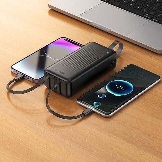 Borofone akupank BJ79B 30000mAh USB-A + USB-C ja Lightning kaablitega – must