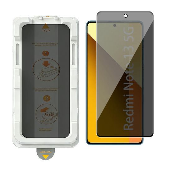 Wency Magic Box Privacy 5D Σκληρυμένο γυαλί με εύκολη εφαρμογή, Xiaomi Redmi Note 13 5G, μαύρο