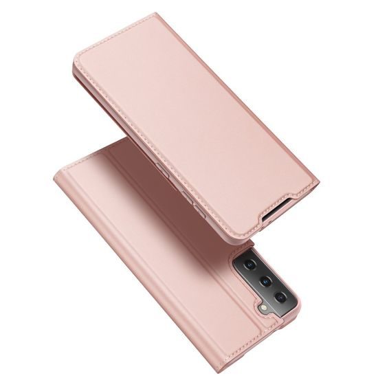 Dux Ducis Skin Leather case, husă tip carte, Samsung Galaxy S21 Plus 5G, roz