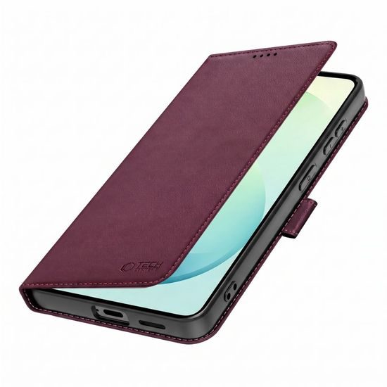 Tech-Protect Wallet Schutzhülle für Samsung Galaxy S26 FE - Kunstleder Handyhülle mit Kartenfach - Weinrot