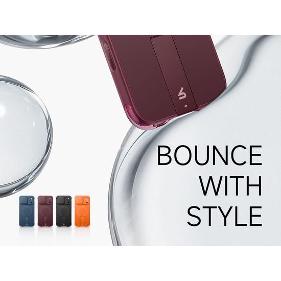 Husă Suritch AirBounce Bumper MagSafe Kickstand CamProtector, iPhone 17 Pro Max / 18 Pro Max, vișiniu