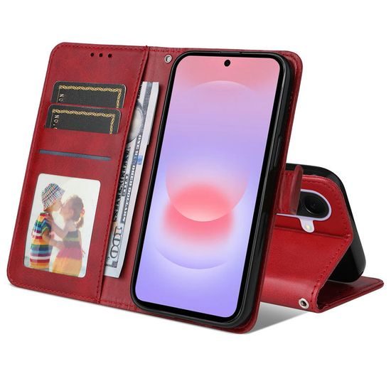 Magnet Schutzhülle für Samsung Galaxy A27 - Elegantes Leder Case mit Magnetverschluss - Rot