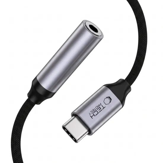 Tech-Protect UltraBoost αντάπτορας USB-C - Mini Jack 3,5 mm, γκρι