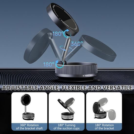 360° magnetni nastavljiv prisesalni držalo za telefon v avto, črn. C36