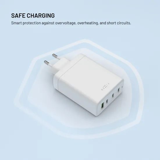 FIXED GaN hálózati töltő, 3x USB-C + USB, PD 3.0, 120W, fehér