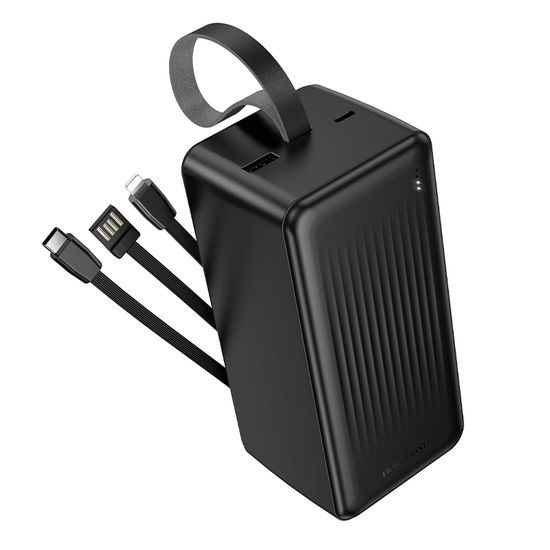 Borofone akupank BJ79C 50000mAh USB-A + USB-C ja Lightning kaablitega – must