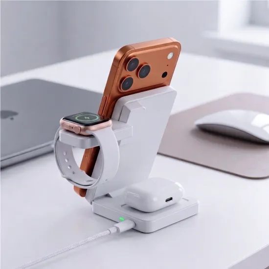 Tech-Protect A56 3v1 MagSafe bezdrôtová nabíjačka, 25 W, Qi2.2, biela