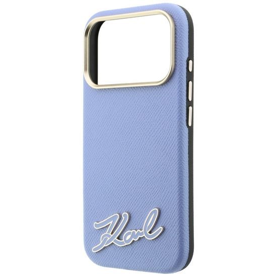 Karl Lagerfeld Grained Leather Resin Sign Logo MagSafe ümbris iPhone 17 Pro Max / 18 Pro Max – sinine