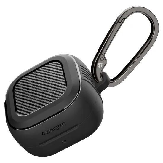 Spigen Rugged Armor Schutzhülle für Samsung Galaxy Buds 4 / 4 Pro - Flexibles TPU Case mit Karabiner - Schwarz