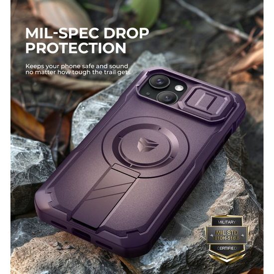 Dexnor MagSafe 360 Στήριγμα Προστατευτική Θήκη iPhone 15, Μωβ