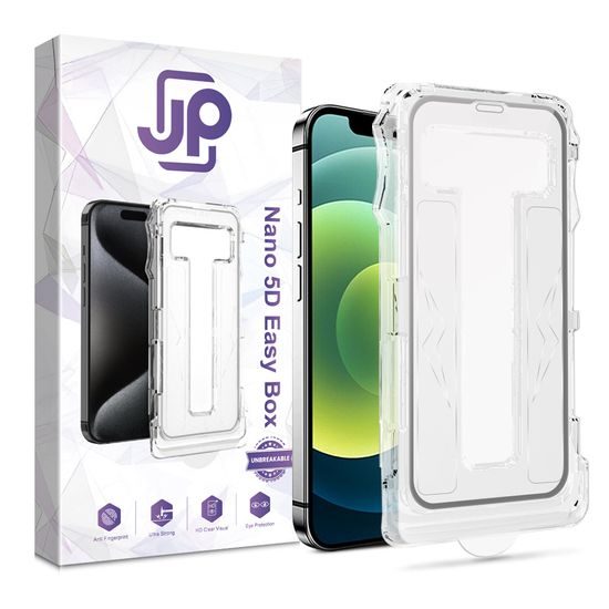 JP Nano 5D edzett üveg Easy Box, iPhone 12 / 12 Pro, fekete
