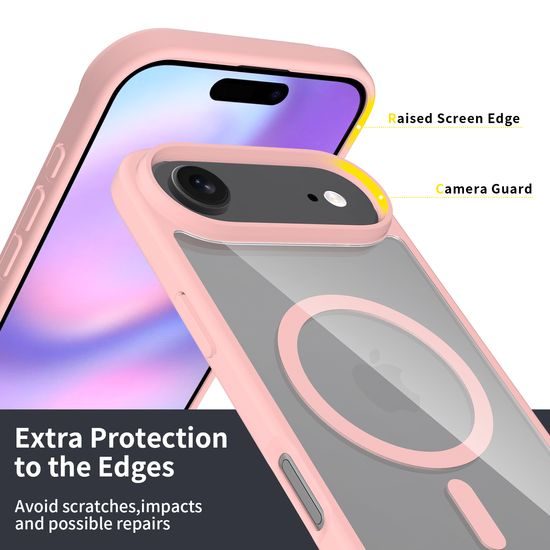 JP MagFit Clear MagSafe θήκη με μαγνήτη N52, iPhone Air, ανοιχτό ροζ