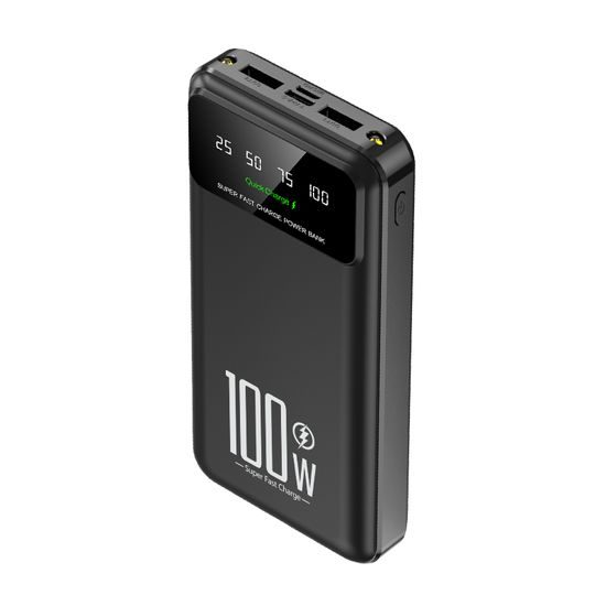 Powerbank 20000mAh mit 100W Super Charge, QC3.0, LED-Licht - Schwarz