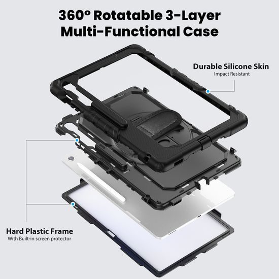 JP Solid360 etui za tablet, Samsung Tab S10 FE Plus, črn