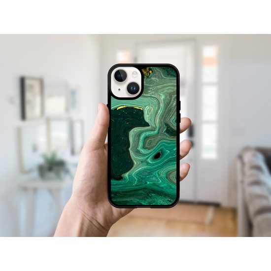 Momanio Case für iPhone 13 Mini - Schutzhülle mit Marmor-Design - Marble Green