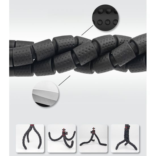 Ευέλικτο μίνι τρίποδο για φωτογραφική μηχανή 1/4", μαύρο