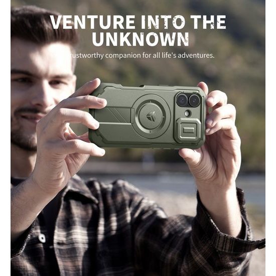 Dexnor MagSafe 360 Kickstand Camprotector θήκη iPhone 17, πράσινη