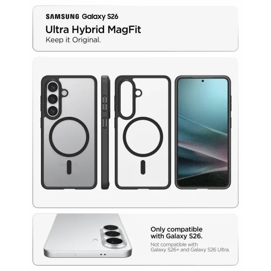 Spigen Ultra Hybrid Mag cu MagSafe, Samsung Galaxy S26, negru