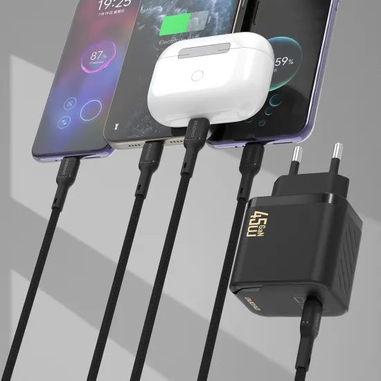 Dudao A28C punjač + USB-C kabel, 45W, GaN, crni