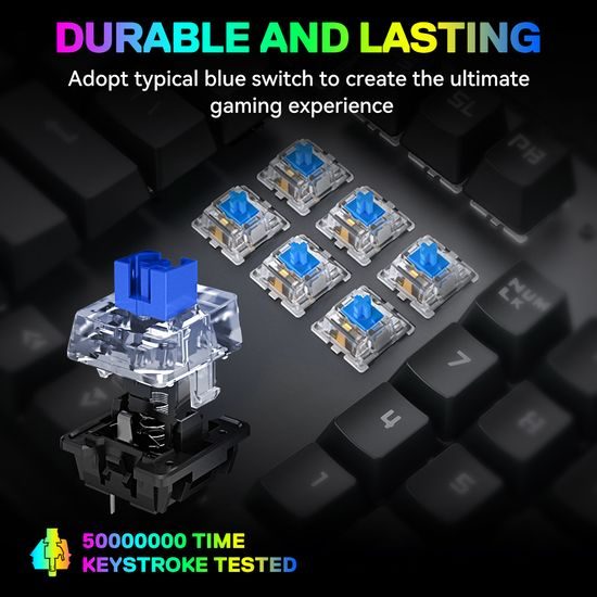 Gaming Mechanisch Toetsenbord T-WOLF T17 - RGB Verlichting - Blue Switch - Full Size (EN Layout)