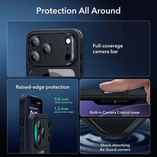 ESR Classic Hybrid MagSafe + σκληρυμένο γυαλί, iPhone 17 Pro, μαύρο