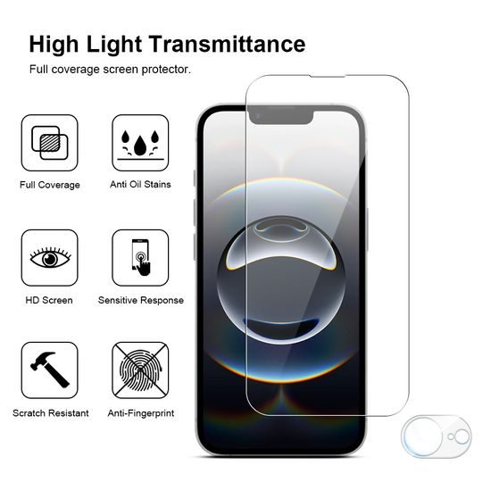 JP Mega Pack Προστατευτικών Γυαλιών, 3 γυαλιά για τηλέφωνο με εφαρμογέα + 2 γυαλιά για φακό, iPhone 16e