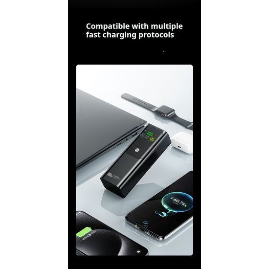 Συμπαγής power bank για γρήγορη φόρτιση laptop, 100W, 20.000 mAh, μαύρο