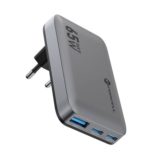 Forcell F-Energy Ultra Slim Oplader VT-47 - 2x USB-C + USB-A - 4A - 65W - Grijs
